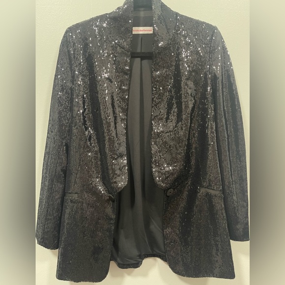 L’école Des Femmes black Smoking Sequins Jacket size small - Picture 4 of 9